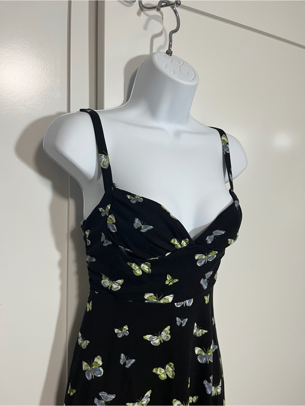 Urban Outfitters Black Mini Dress Butterfly Print Size Small Skater Whimsygoth - Picture 3 of 8